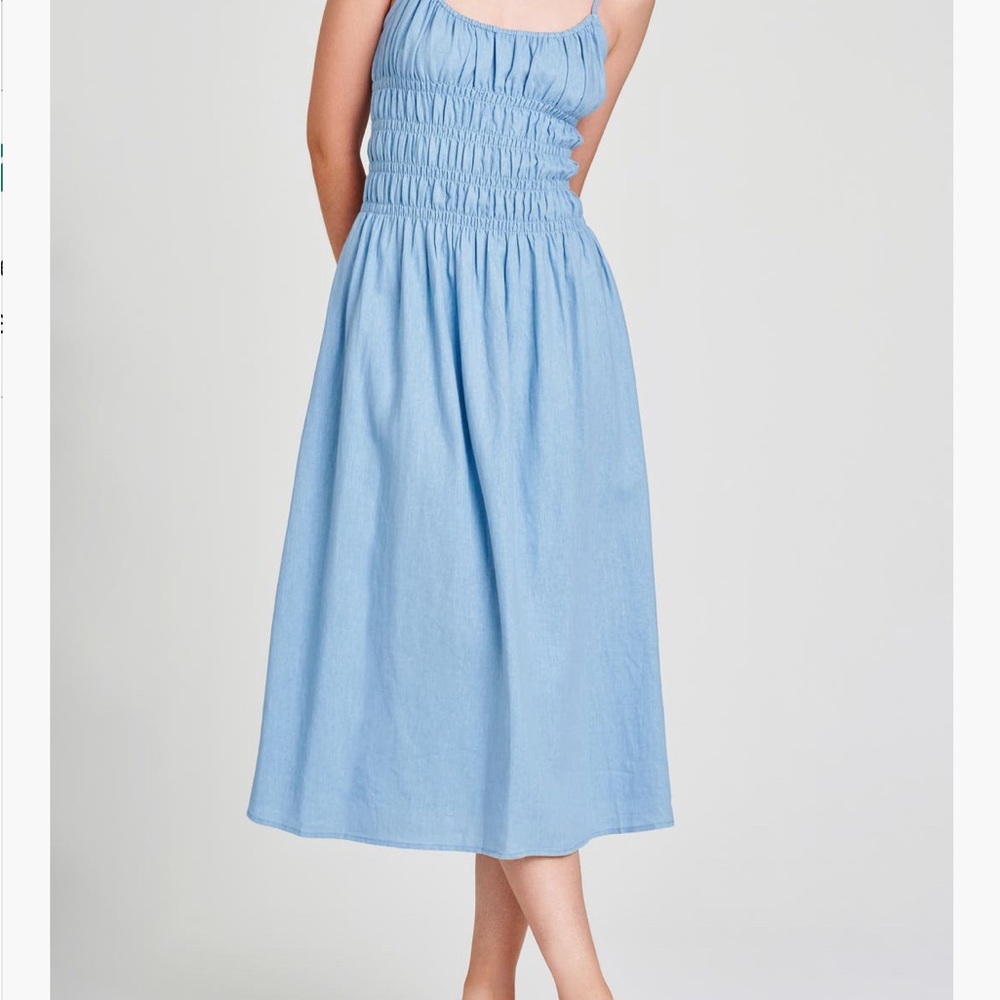 Dusty Blue - Denim look Midi Dress